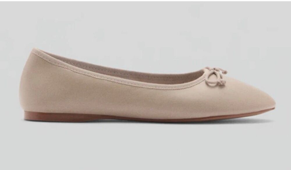 Mango MNG Leather Ballet Flats Bow Detail Beige Womens EU 41 Mango NEW - Picture 4 of 12